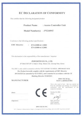 EC DECLARATION OF CONFORMITY (Access Controller Unit)