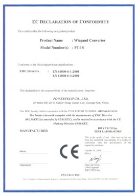 EC DECLARATION OF CONFORMITY (Wiegand Converter)